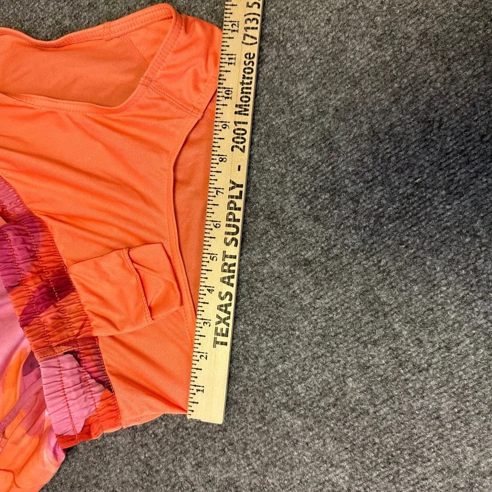 Athleta Shorts Womens Size S Pink Orange Abstract Printed Racer Run 4 Athletic